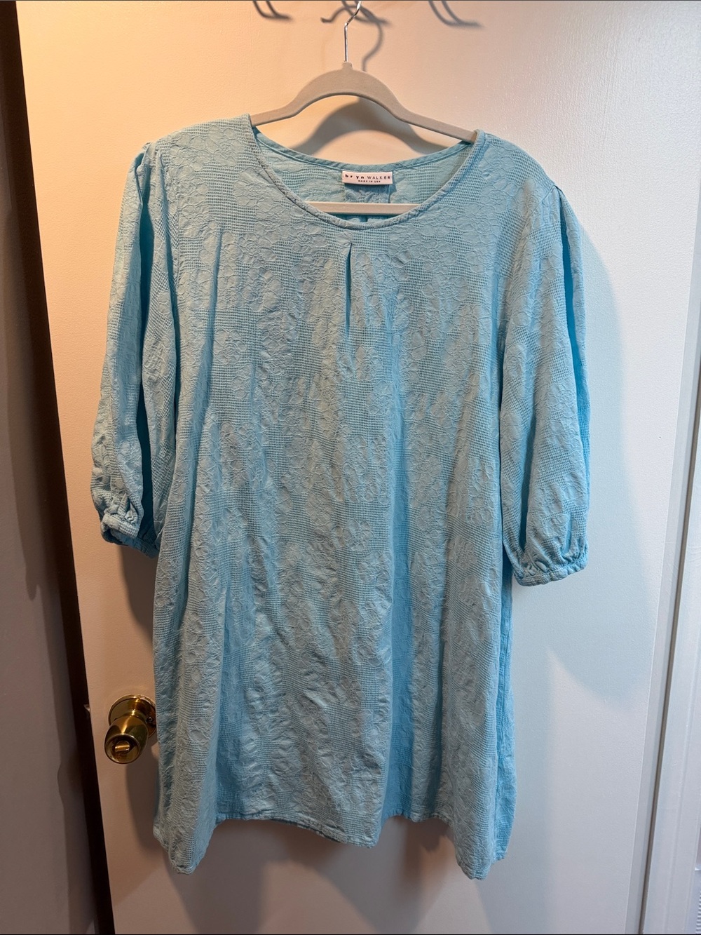 bryn Walker Light Blue Textured Tunic and Pants Set